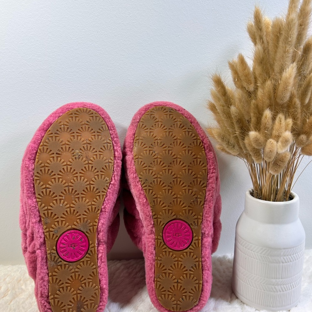 UGG Fluff Yeah Slide Sandals Pink Sheepskin Fur Cozy Size 8 Platform Slippers - Picture 8 of 8